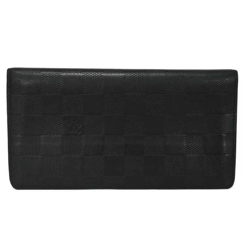 LOUIS VUITTON Long Wallet Portefeuil Brazza Old Model Bifold Damier Infini Onyx N63010 Men's Billfold