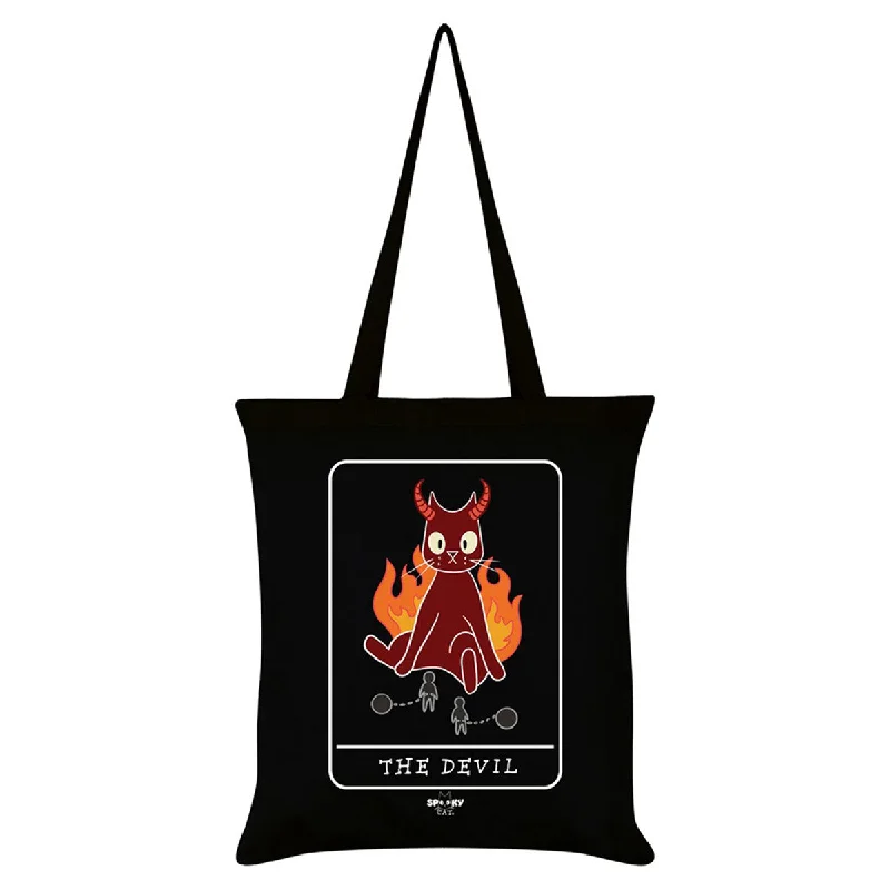 Spooky Cat The Devil Tarot Tote Bag