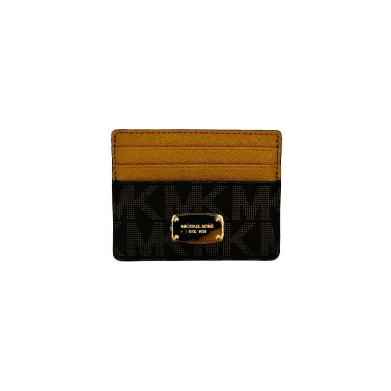 Tan & Brown Monogram Wallet Designer Michael Kors, Size Small