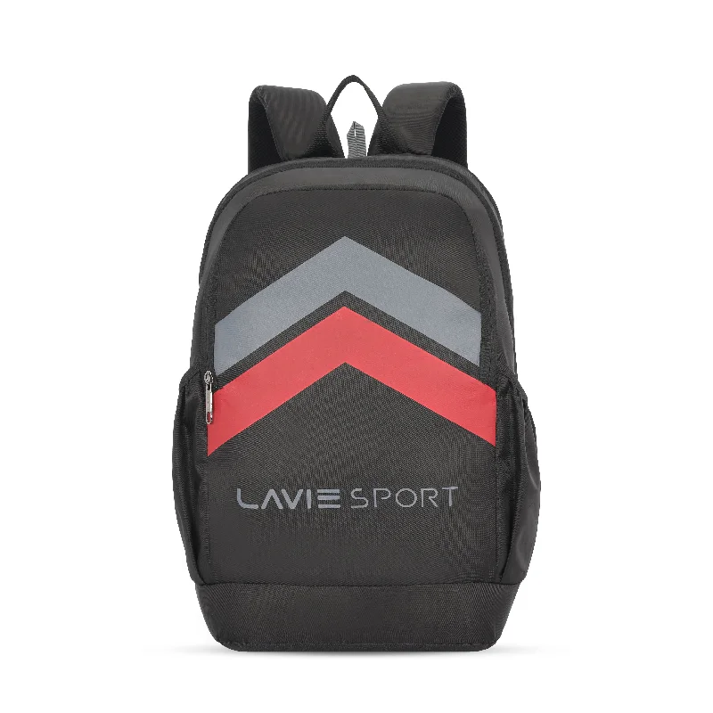 Lavie Sport Arrowhead 33L College Laptop Backpack with Rain cover For Boys & Girls|Men & Women Black