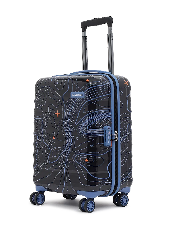 uppercase Topo Small Cabin 56cm TSA Lock 8 Wheels Printed Hard Trolley Bag Black