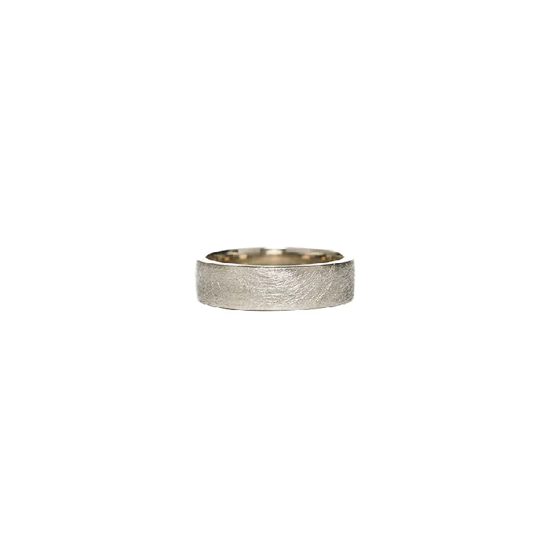 18 Karat White Gold Scribed Band