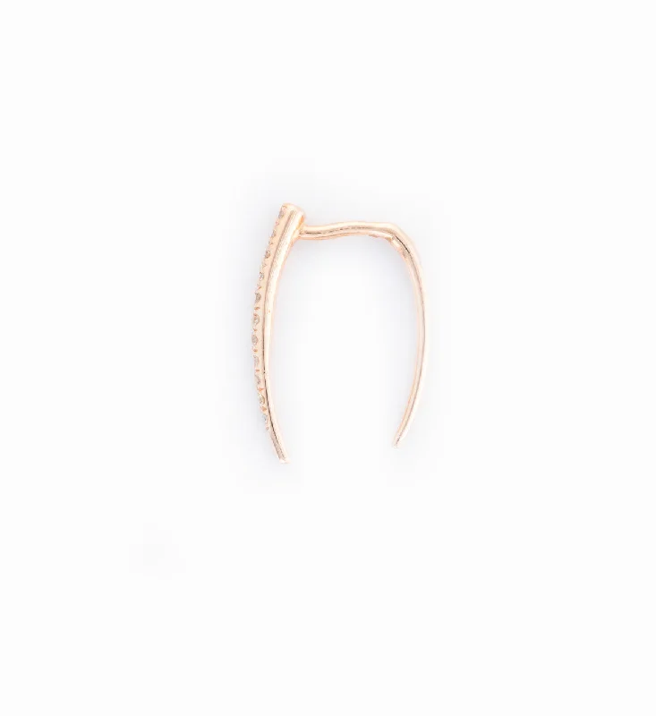 Rose Gold/White Diamond Pavé Infinite Tusk Single Earring