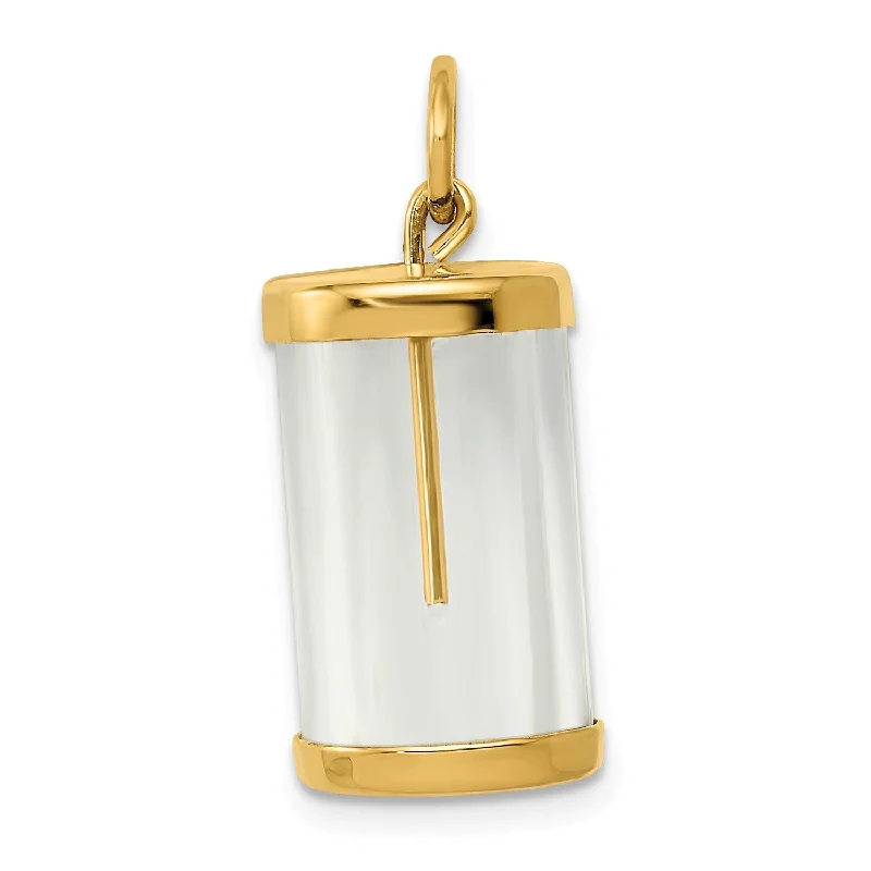 14KT Yellow Gold 22X11MM Three Dimensional Fillable Capsule Pendant-Chain Not Included