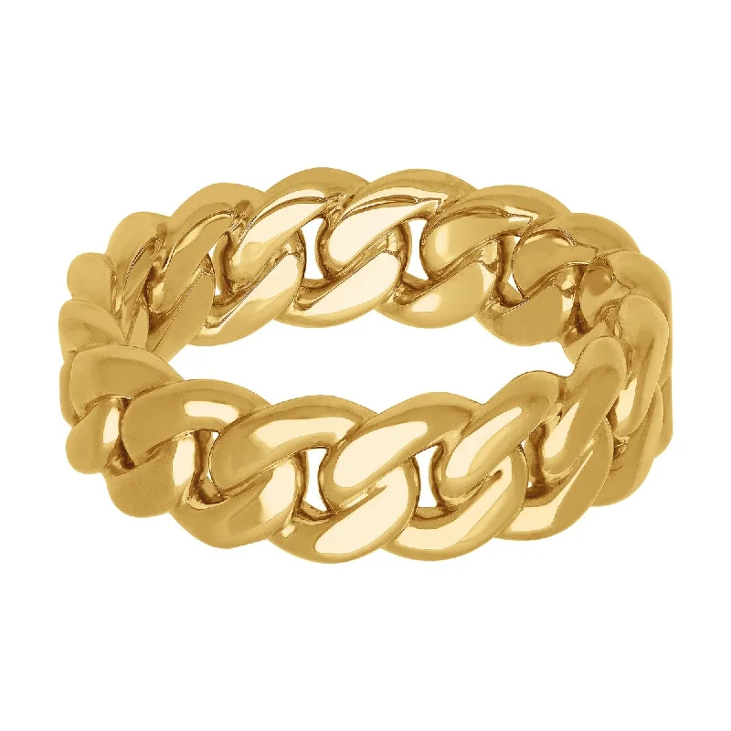 7MM Cuban Link Ring in 10KT Gold. Size 10