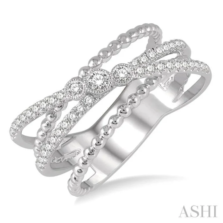 1/3 ctw Cris-Cross Layered Diamond Fashion Ring in 14K White Gold