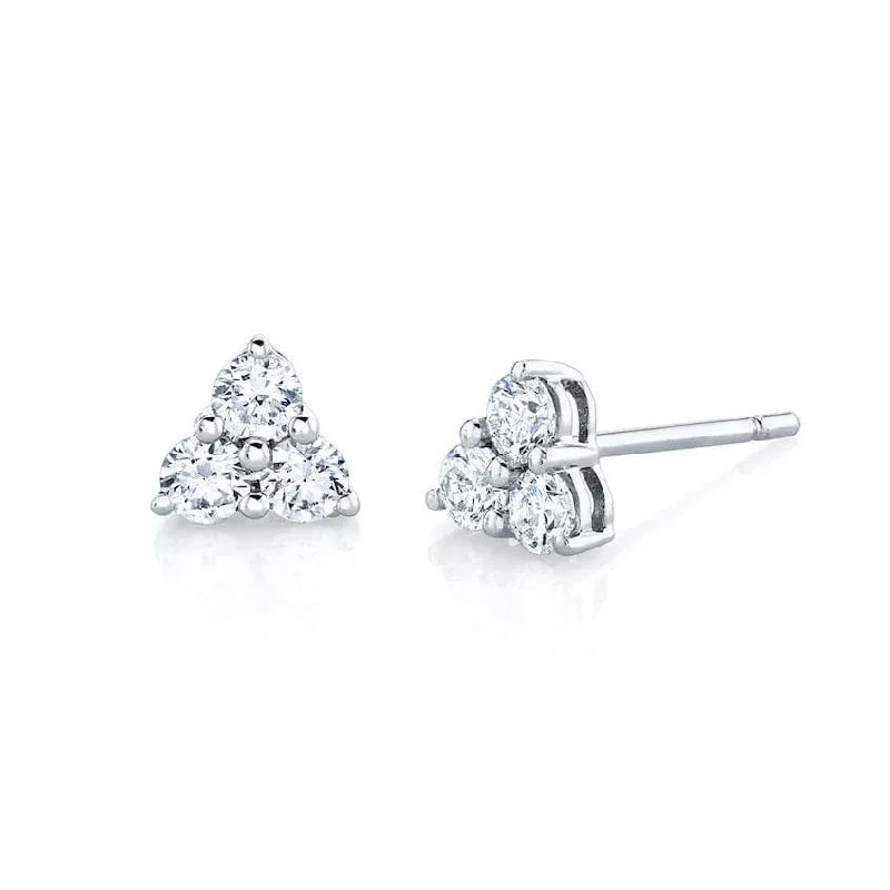 Anita Ko 18K White Gold Large Trillion Diamond Studs