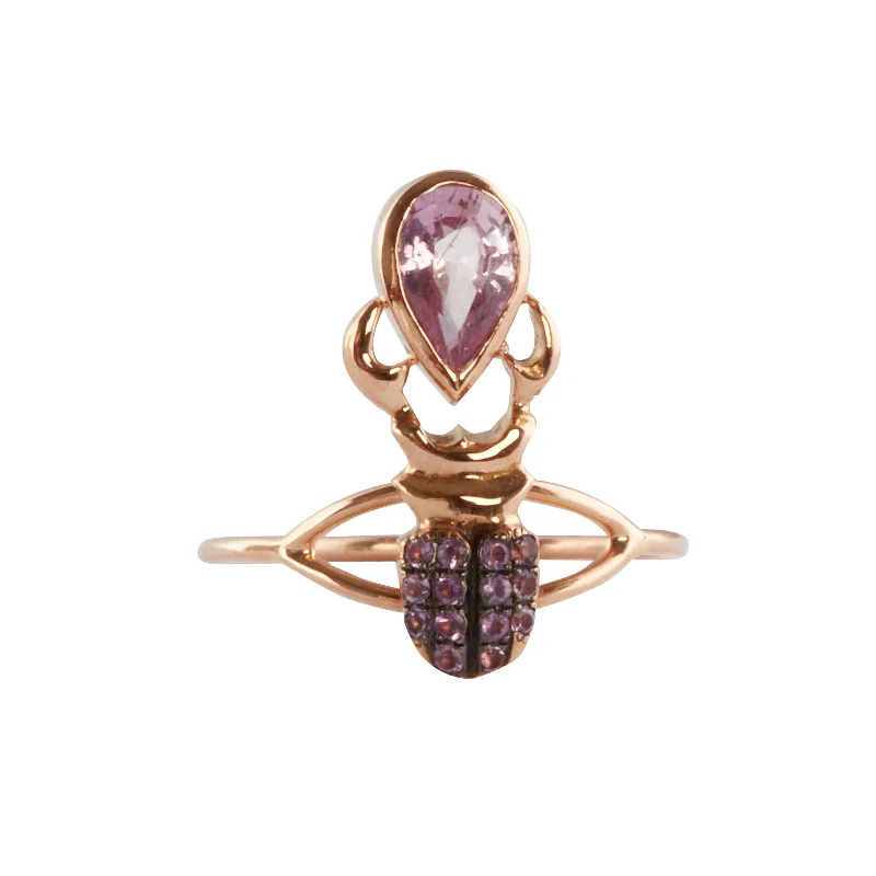 Pink Sapphire and Burgundy Sapphire Khepri Ring