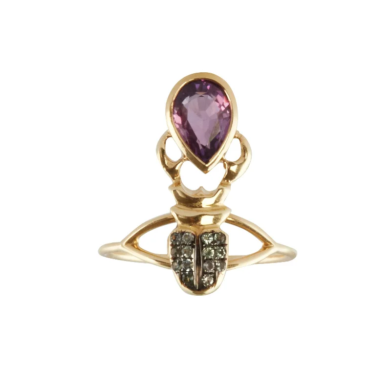 Pink Sapphire and Rhodolite Khepri Ring