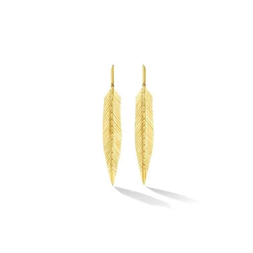 Cadar 18K Yellow Gold Feather Drop Earrings