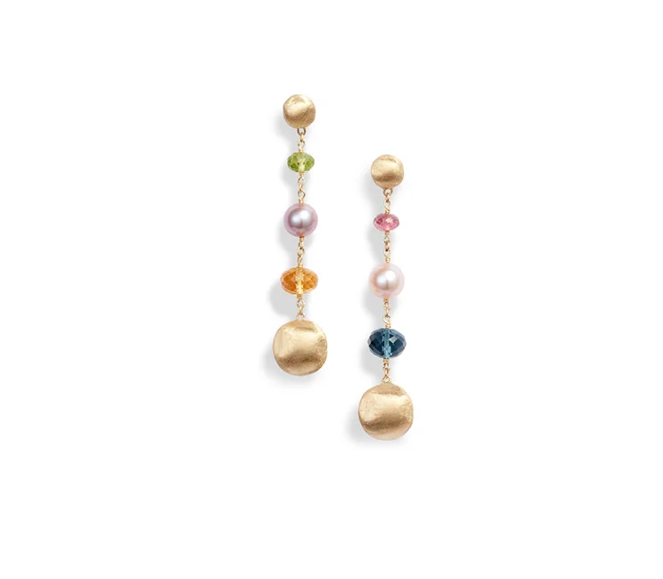 Marco Bicego Africa Mixed Gemstone and Pearl Drop Earrings