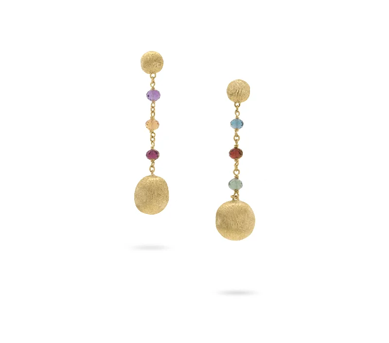 Marco Bicego Africa Yellow Gold Multi Gemstone Drop Earrings