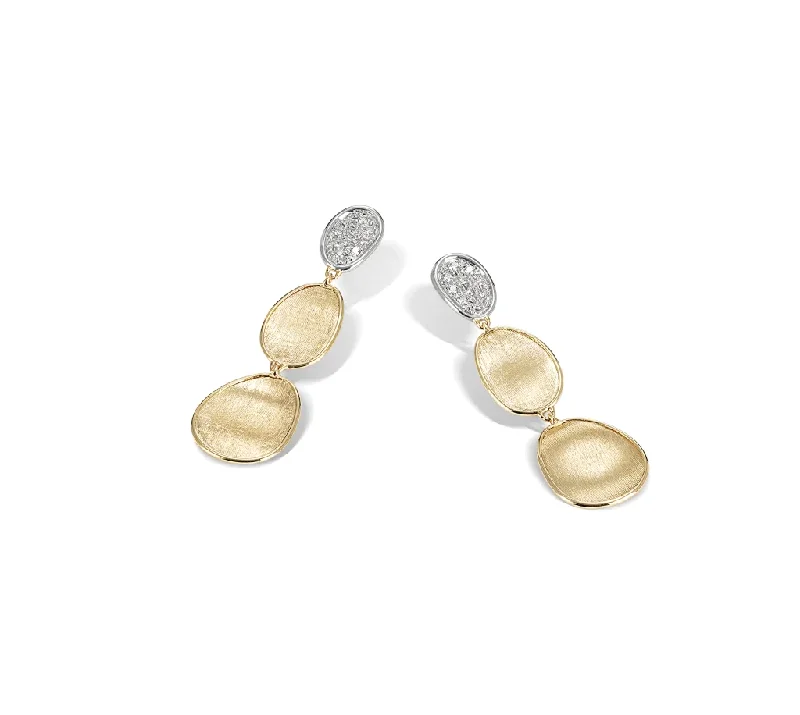 Marco Bicego Lunaria Yellow Gold Disc Earrings with Diamonds