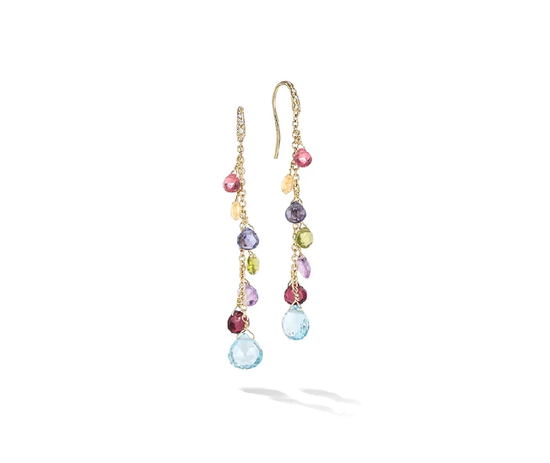 Marco Bicego Paradise Yellow Gold Mixed Gemstone and Diamond Earrings