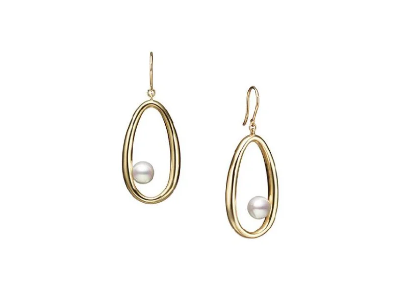 Mikimoto 18K Yellow Gold Akoya Pearl Oval Earrings