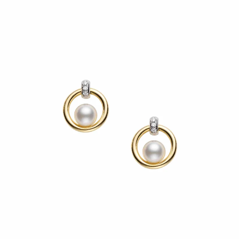 Mikimoto 18K Yellow Gold and 18K White Gold Akoya Pearl Earrings