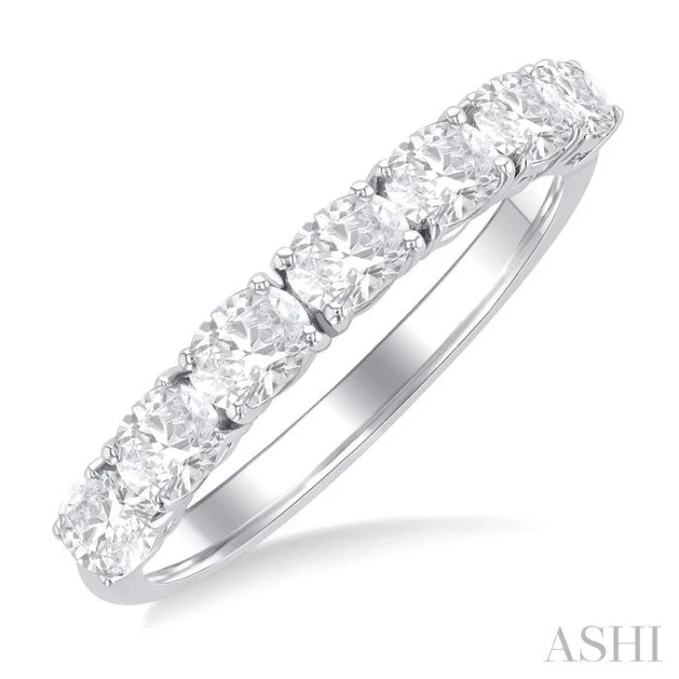 1 ctw East-West Oval Cut Diamond Fashion Ring in 14K White Gold