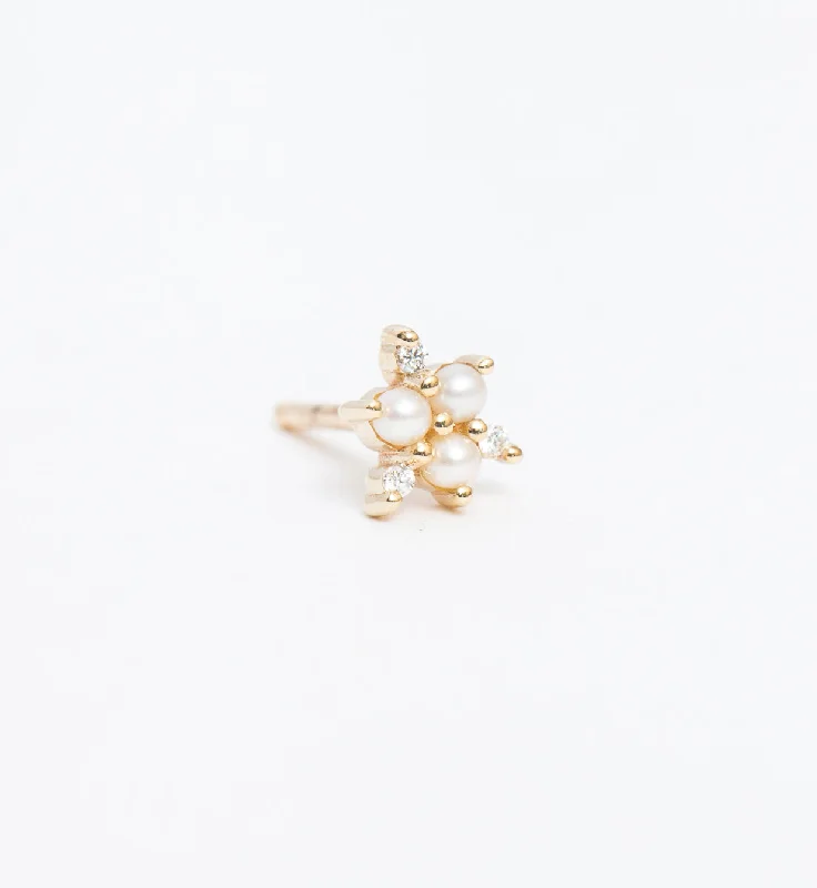 Pearl Diamond Snowflake Stud