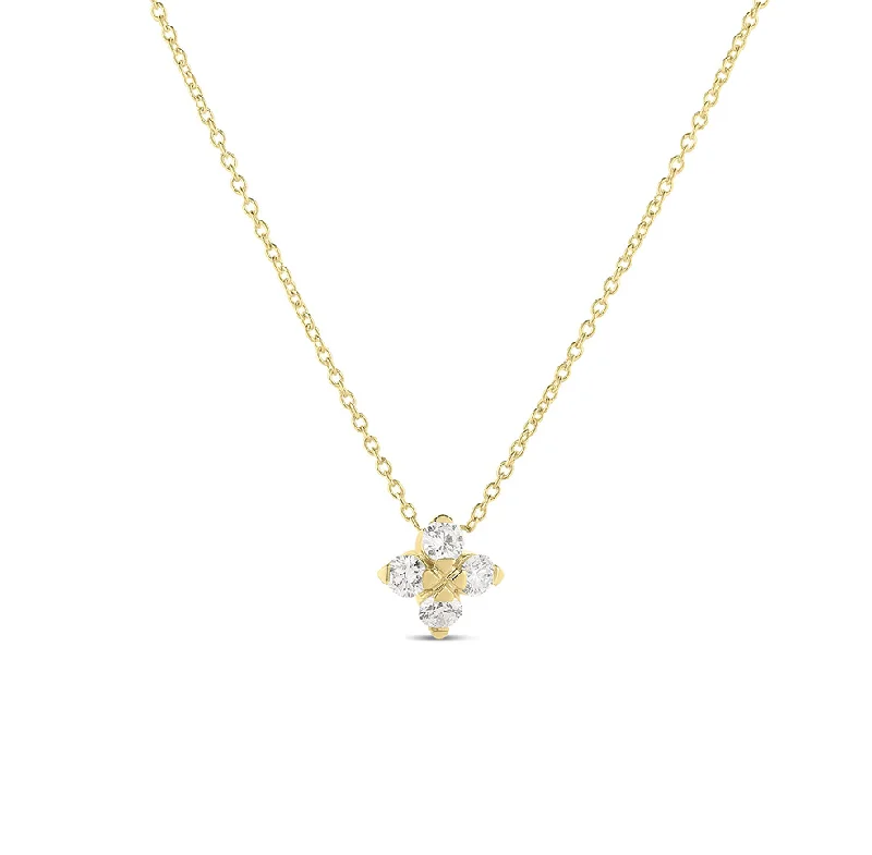 Roberto Coin Love in Verona Yellow Gold Small Diamond Flower Necklace