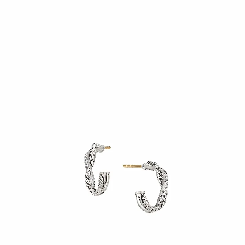 Petite Infinity Huggie Hoop Earring with Pavé Diamonds