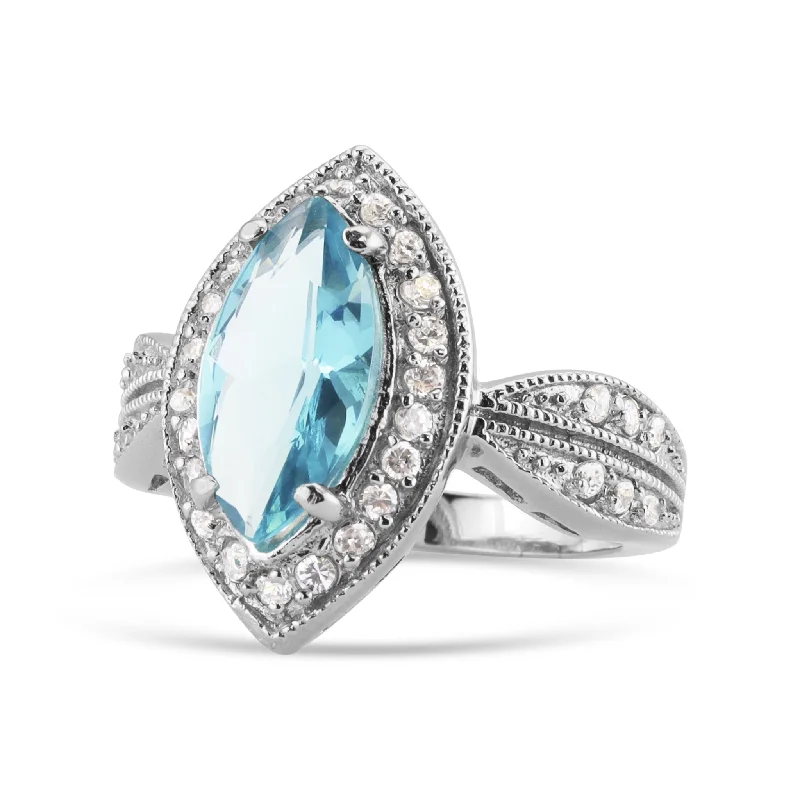 Sterling Silver Blue CZ Ring / SSR0186