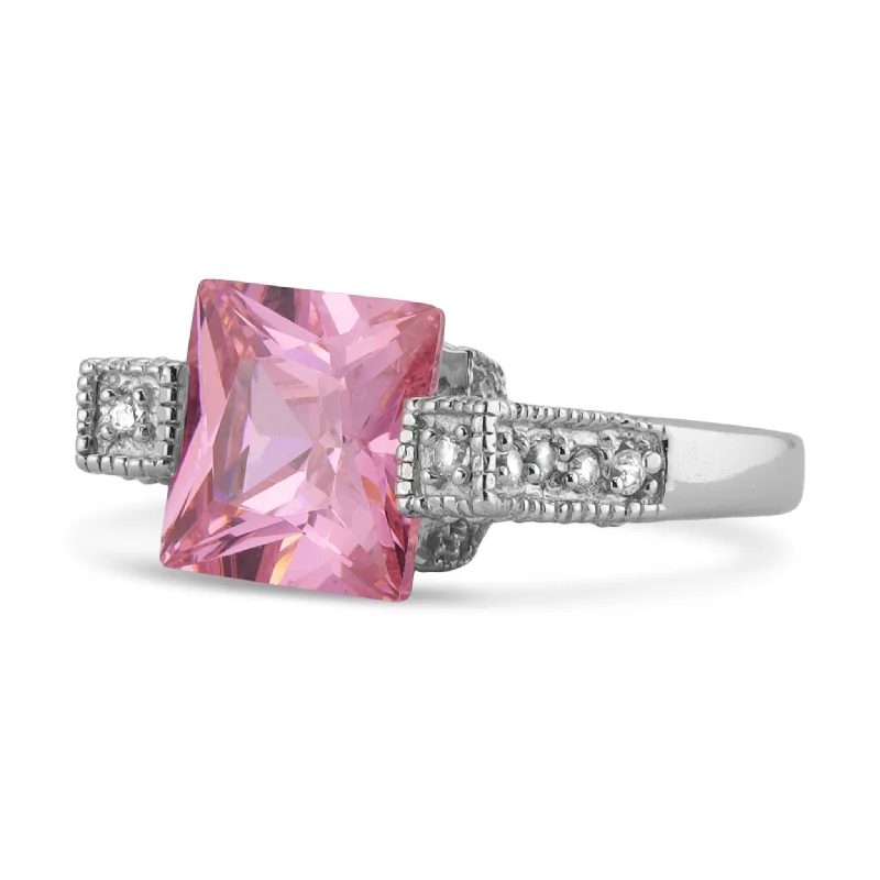 Sterling Silver Pink CZ Ring / SSR0183