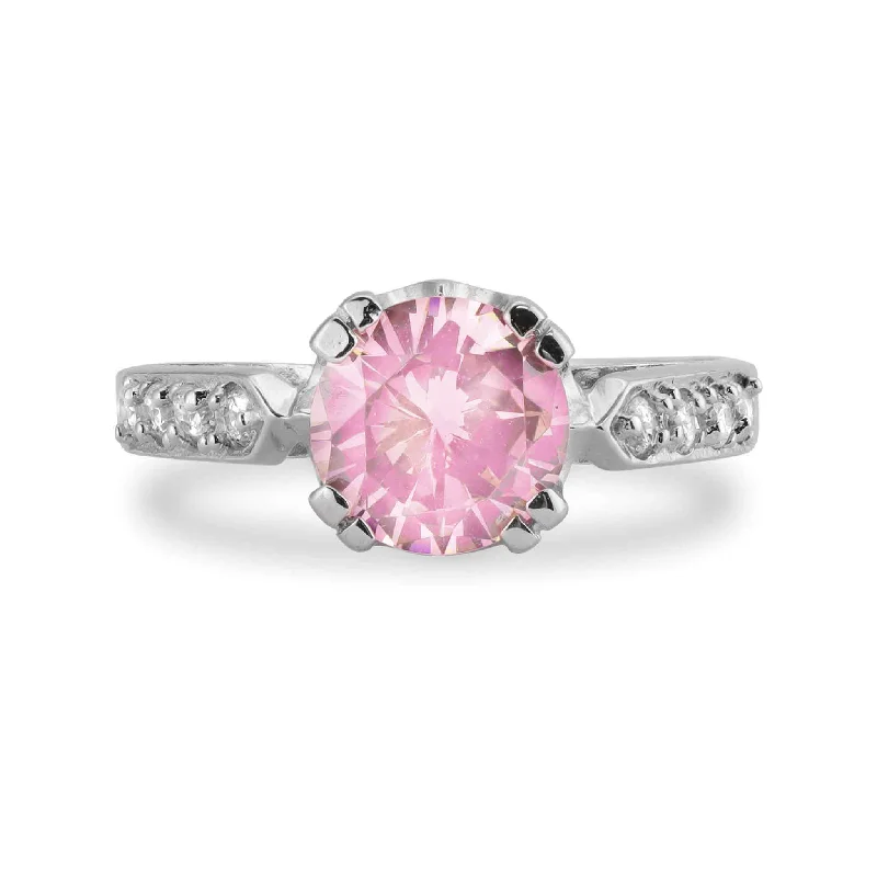 Sterling Silver Pink CZ Ring / SSR0184