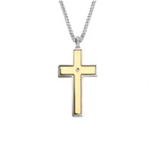 Yellow Stainless Steel 22-inch Cross Pendant