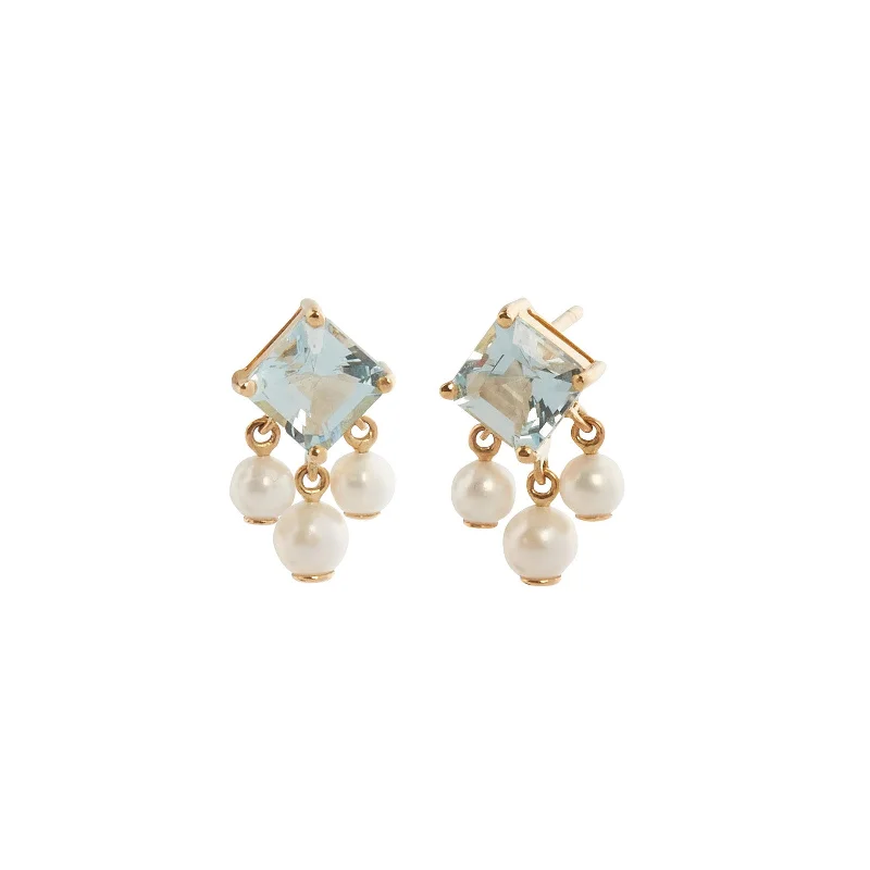 Nymph Earrings - Aquamarine and Pearl