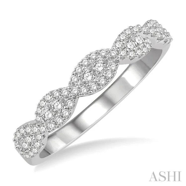 1/3 Ctw Entwined Mount Round Cut Diamond Stack Band in 14K White Gold