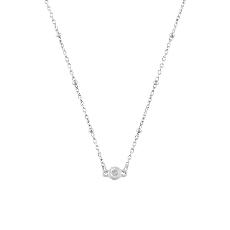 APRIL BIRTHSTONE NECKLACE SILVER