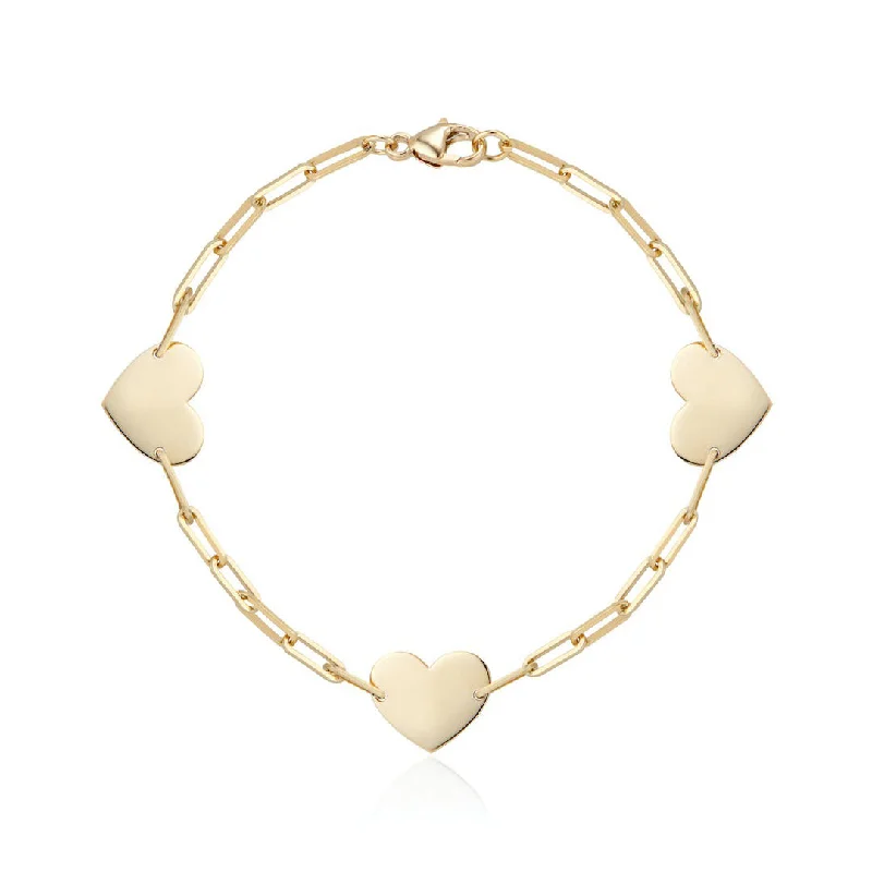 Aurelia Demark 18K Gold Delicate Three Hearts Bracelet