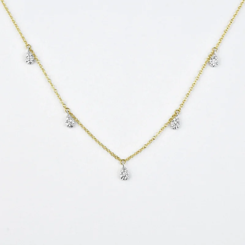 Diamond Station Necklace in Yellow Gold