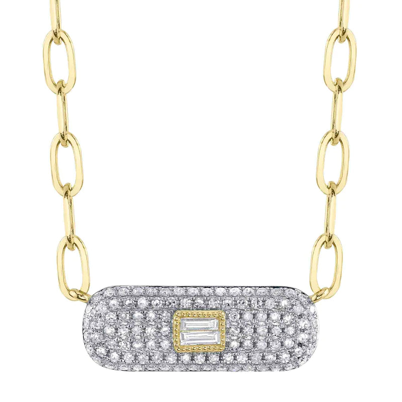 Diamond Baguette Paper Clip Necklace