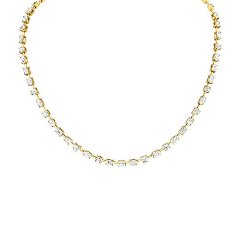 Half Way Fancy Shape Diamonds Necklace