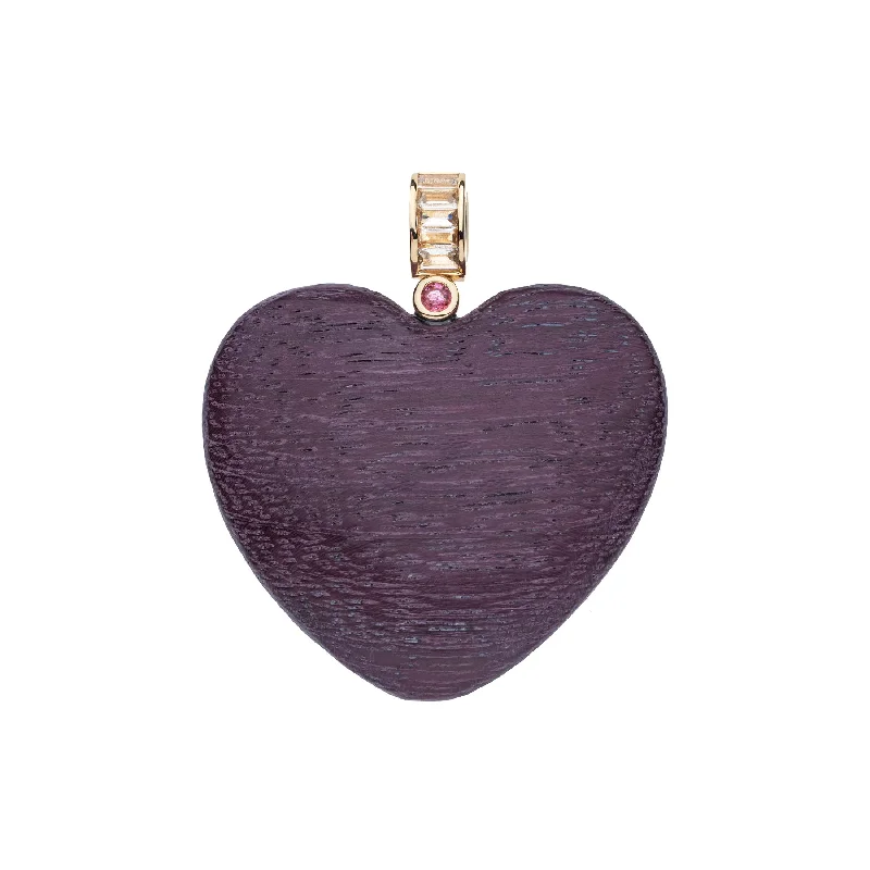 Jane Win LOVE Jumbo Wood Heart Pendant Necklace