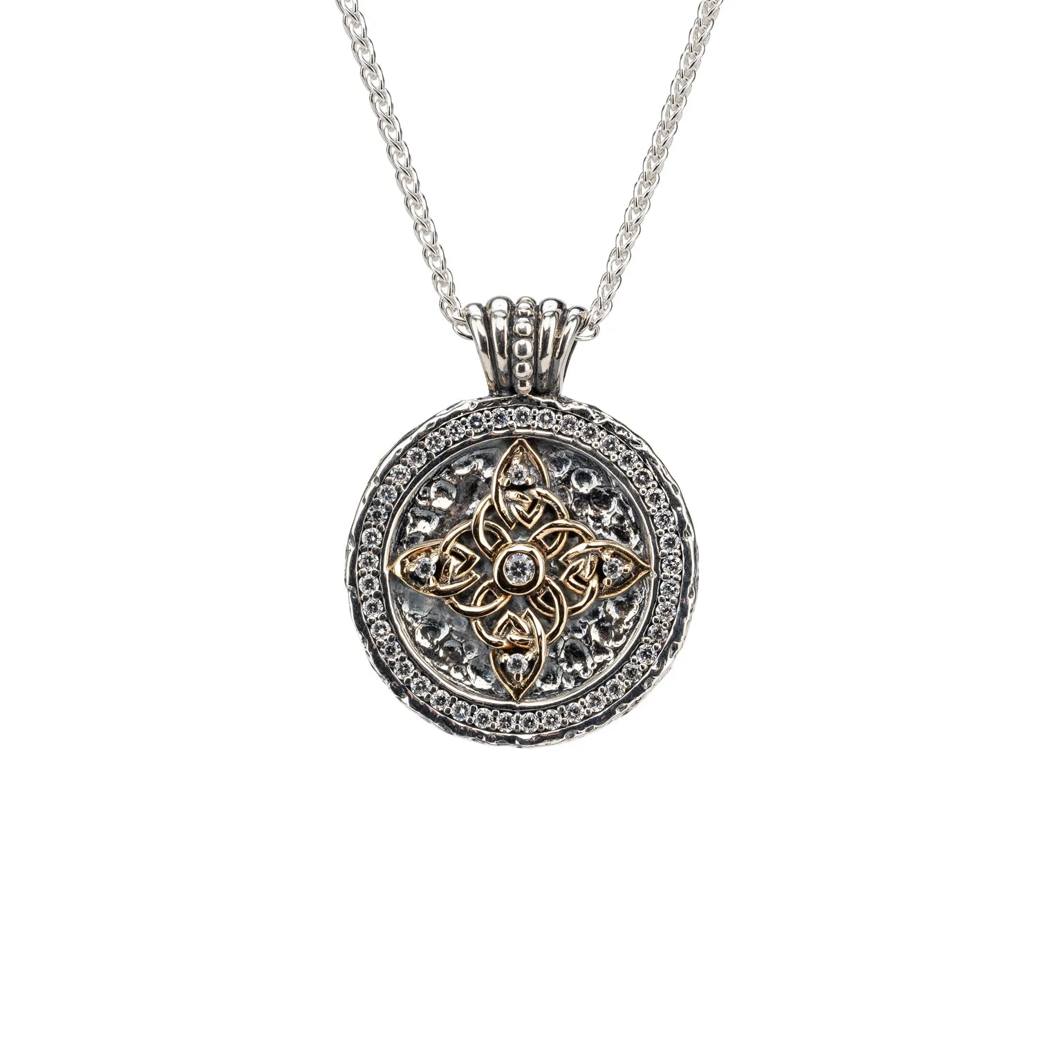 Keith Jack Sterling Silver + 10k CZ Celestial Medallion Pendant