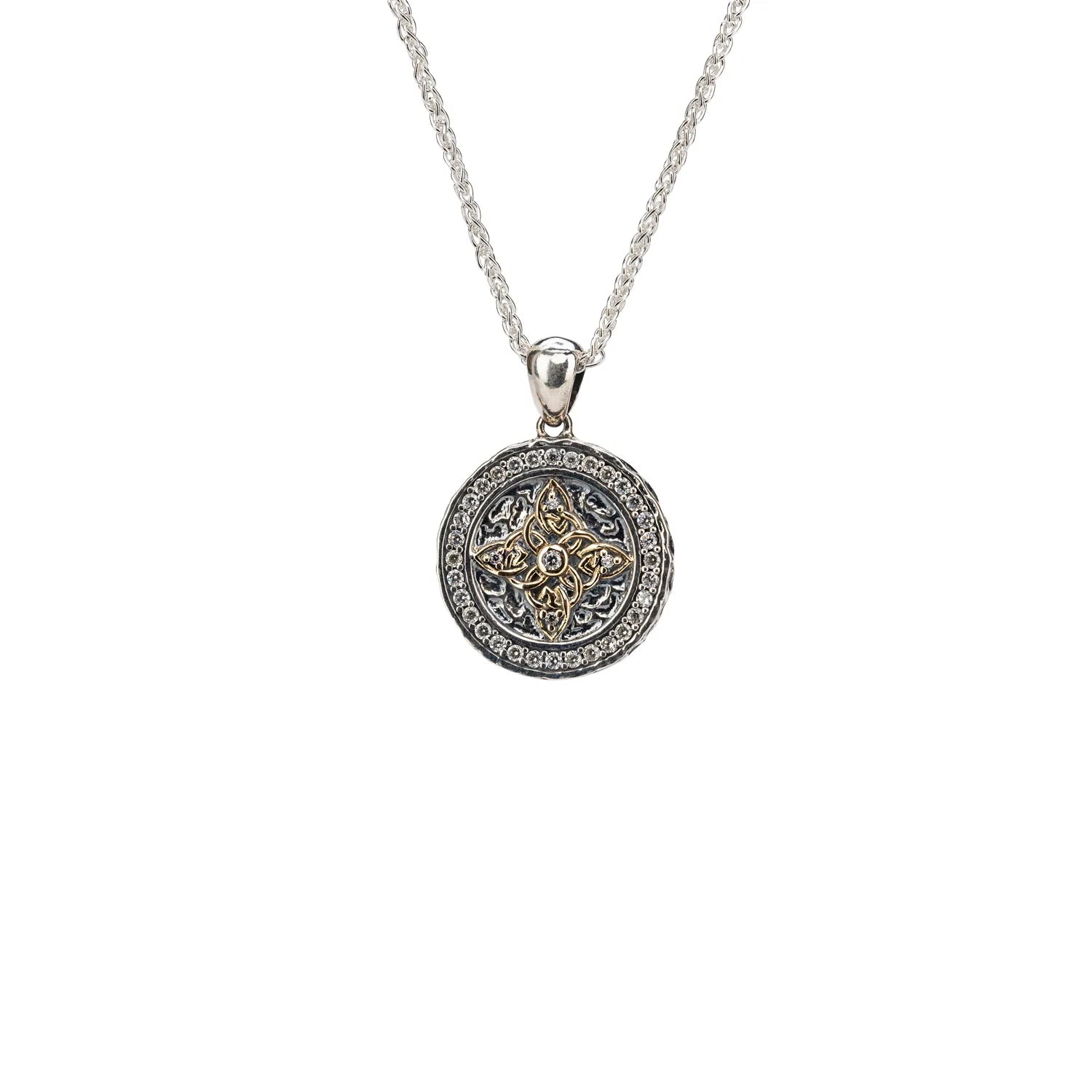 Keith Jack Sterling Silver + 10k CZ Celestial Medallion Small Pendant