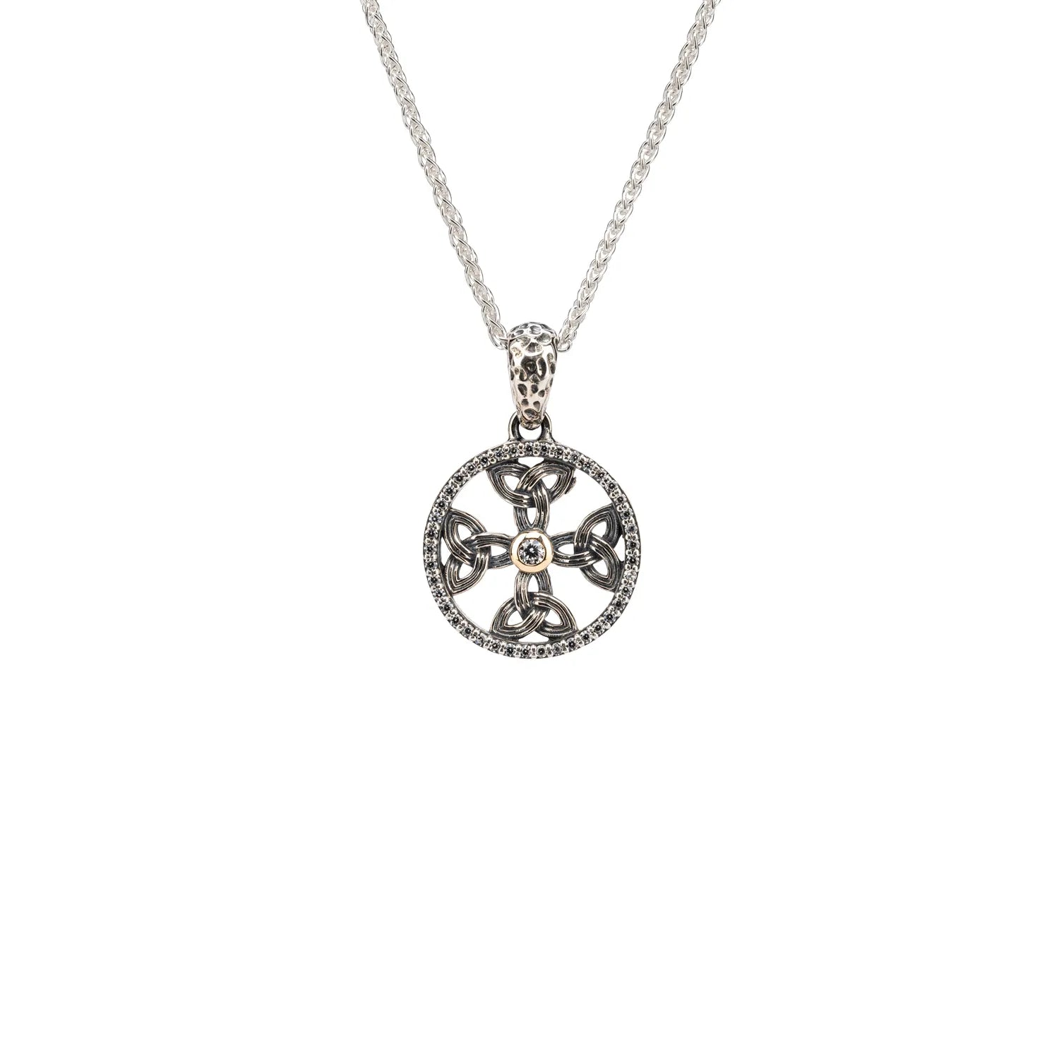 Keith Jack Sterling Silver + 10k CZ Celtic Cross Small Pendant