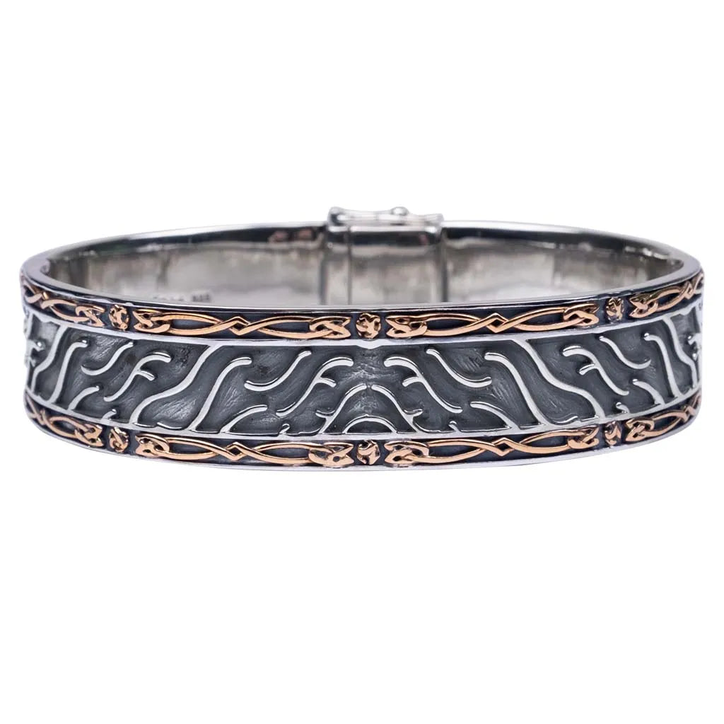 Keith Jack Sterling Silver Oxidized + Bronze Hinged Cuff Large Bracelet