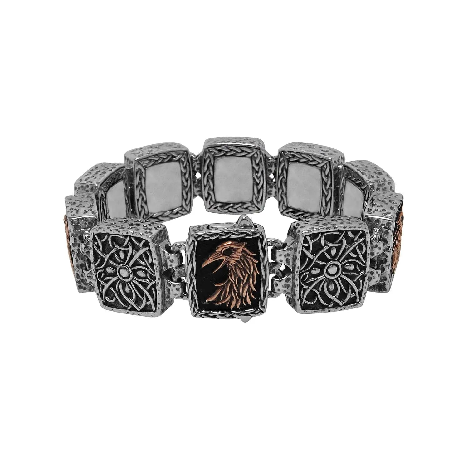 Keith Jack Sterling Silver Oxidized + Bronze Raven Bracelet 8