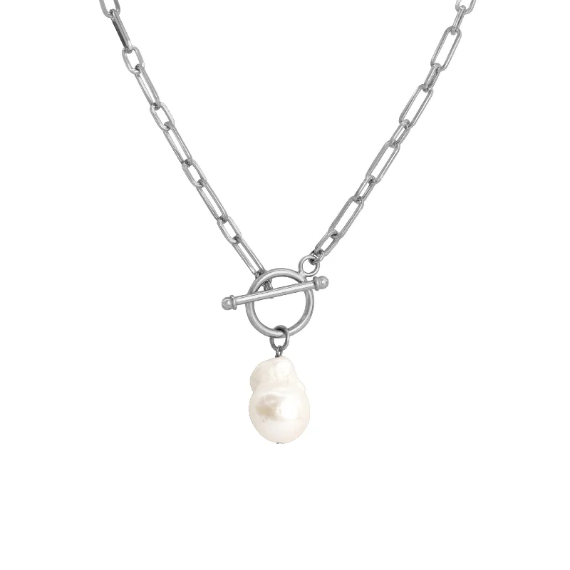 MARI PEARL NECKLACE SILVER