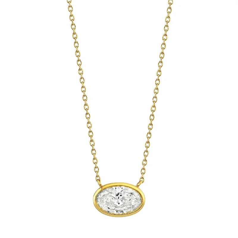 Oval Cut Diamond Bezel Pendant