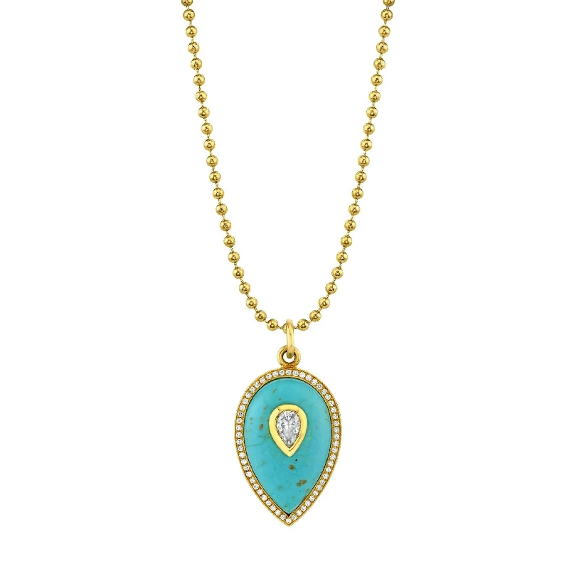 Pear Shape Diamond Enamel Pendant