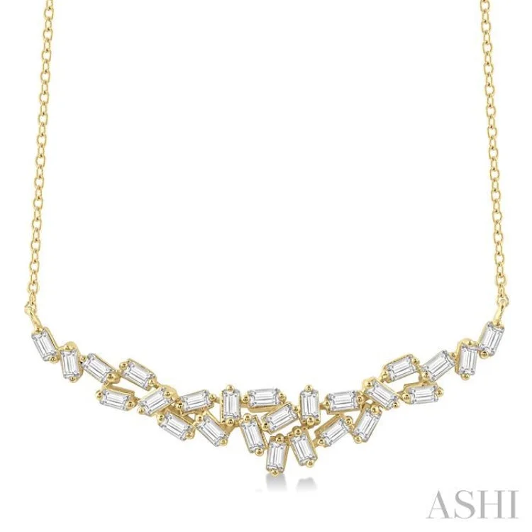 1/2 ctw Baguette Cut Diamond Scatter Necklace in 14K Yellow Gold