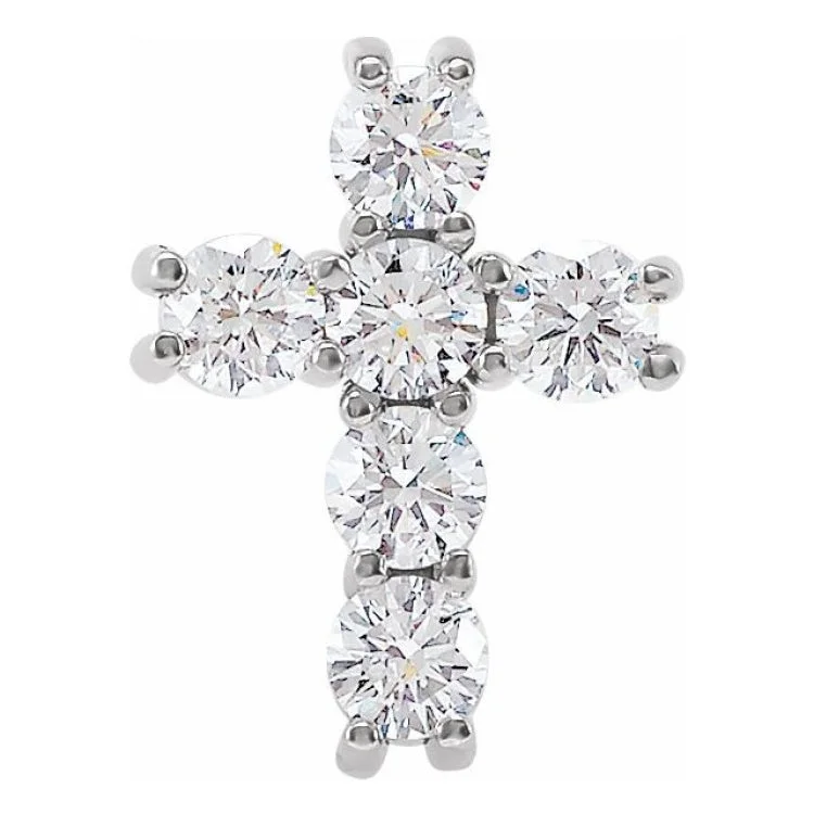 14K White 1/2 CTW Natural Diamond Cross Pendant