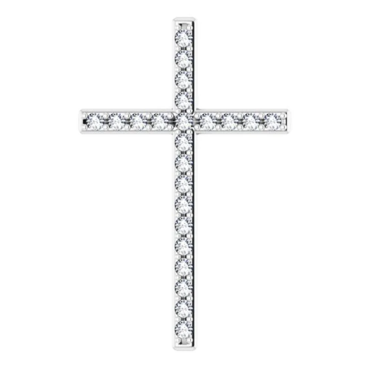 14K White 1/3 CTW Natural Diamond Cross Pendant