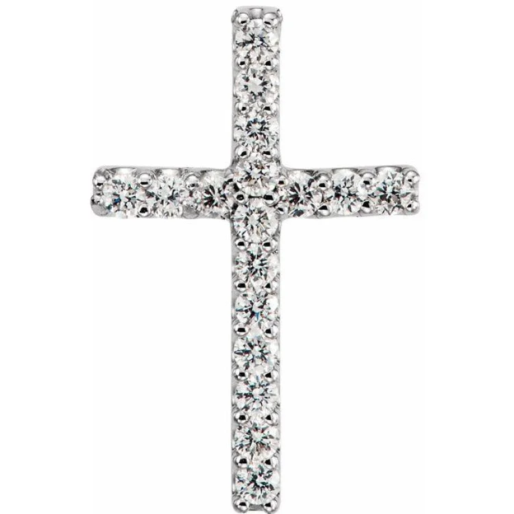 14K White .07 CTW Natural Diamond Petite Cross Pendant