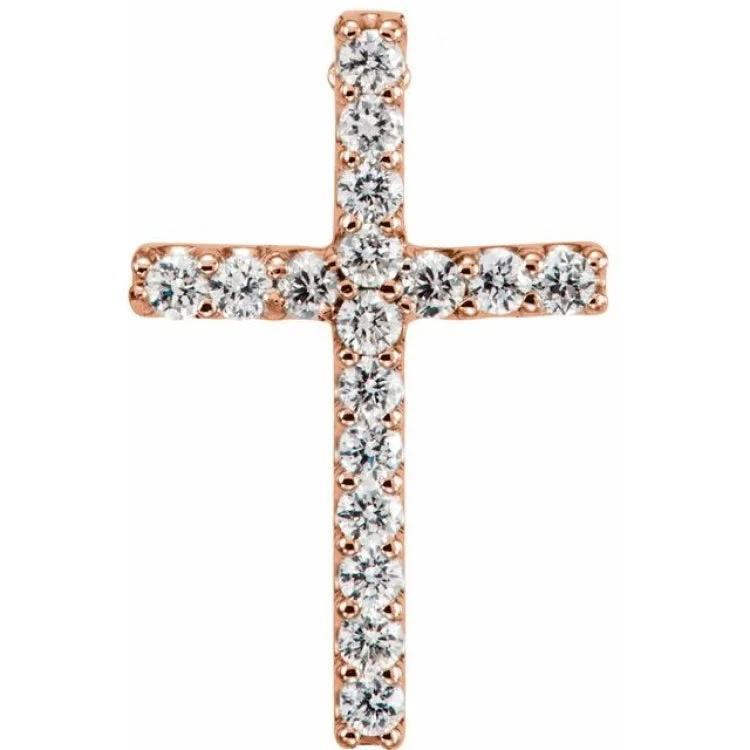 14K Rose .07 CTW Natural Diamond Petite Cross Pendant