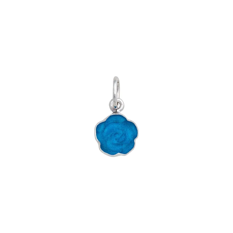 Sterling Silver Blue Rose Fiber Optic Petite Charm Pendant